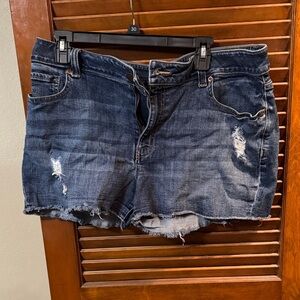 Maurices Dark Blue Distressed Jean Shorts